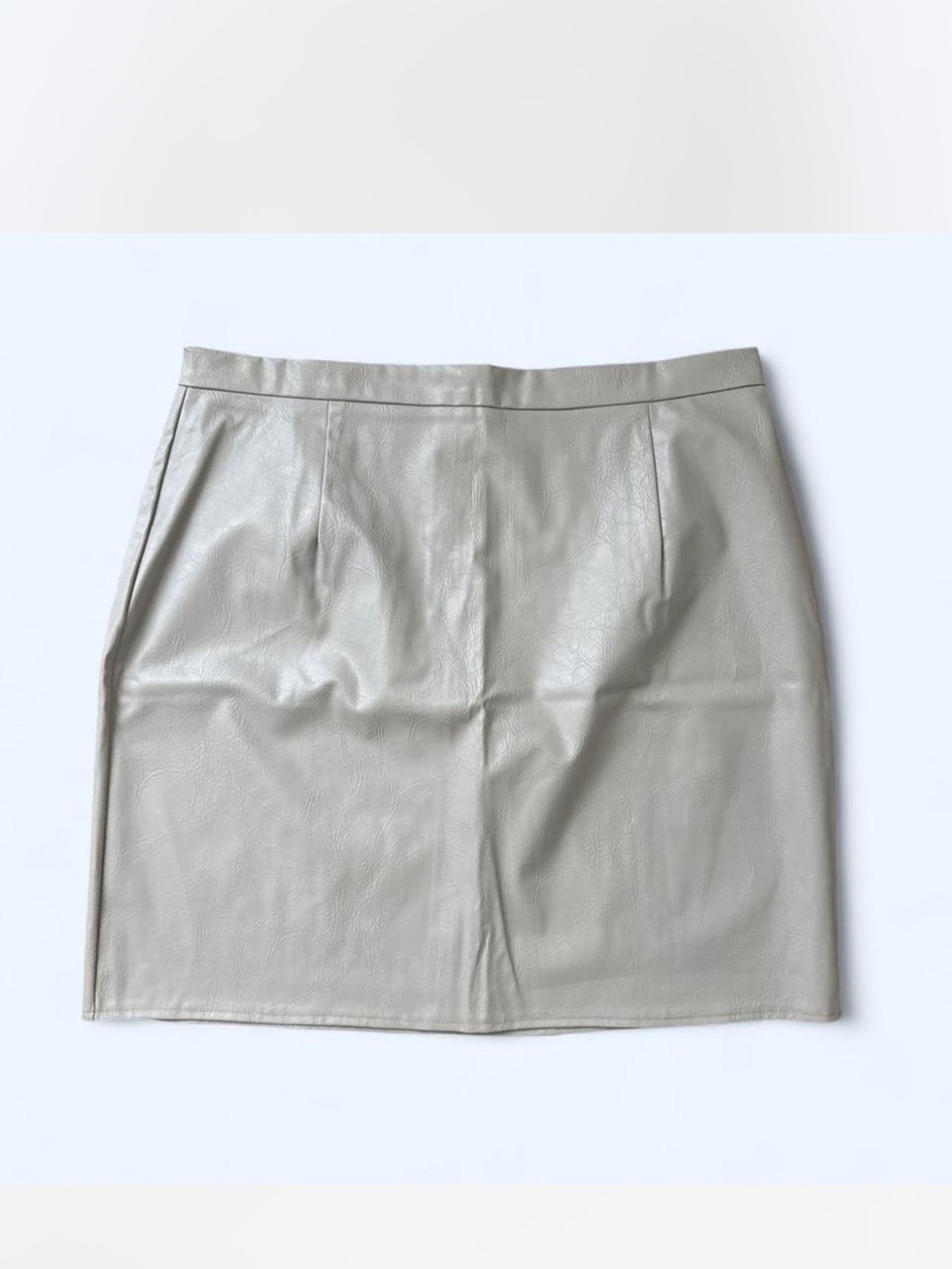 Faux Leather Mini Skirt in Light Gray